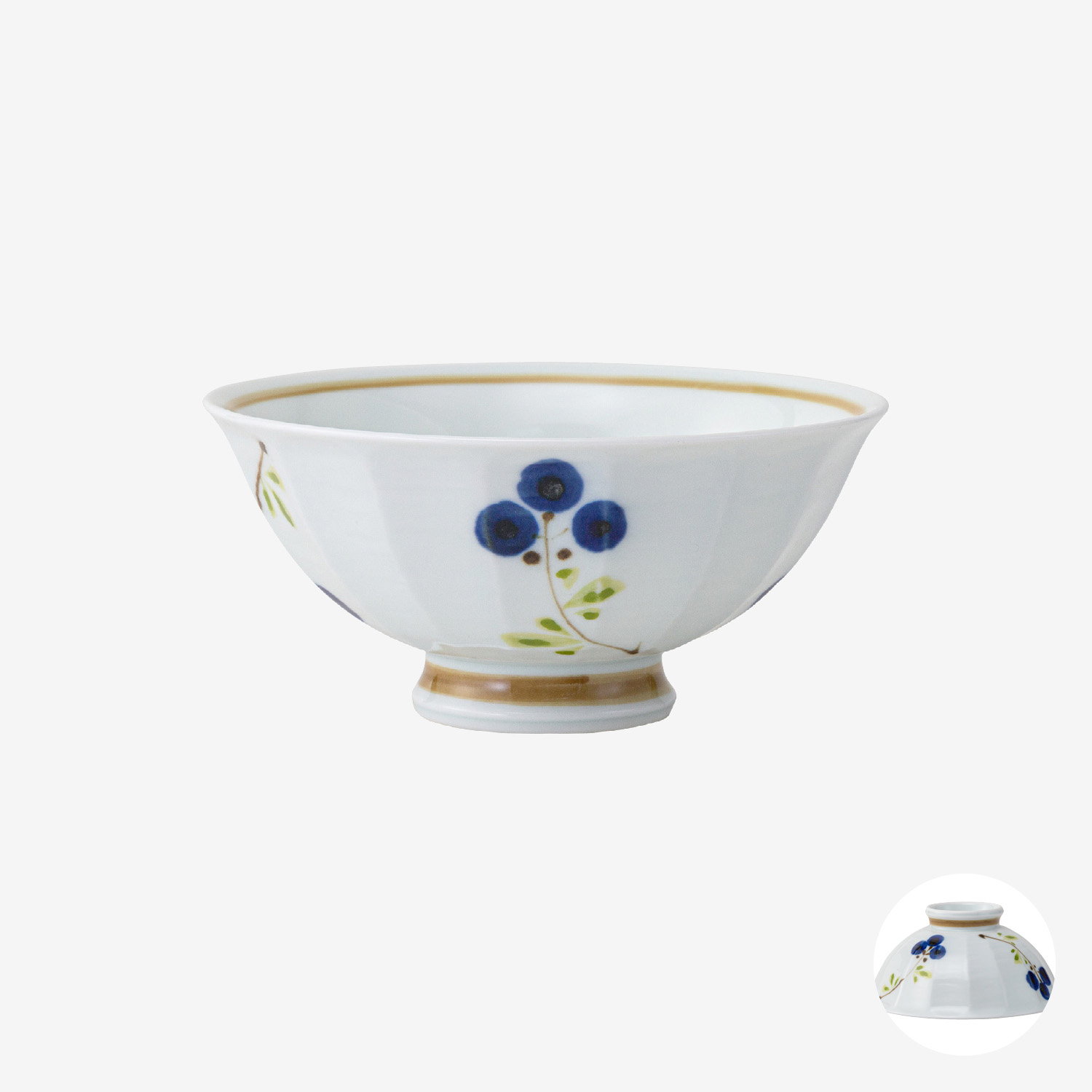 【SALE】なずな 面取軽量飯碗/大・青